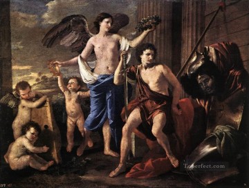  Victor Lienzo - El victorioso David, pintor clásico Nicolas Poussin
